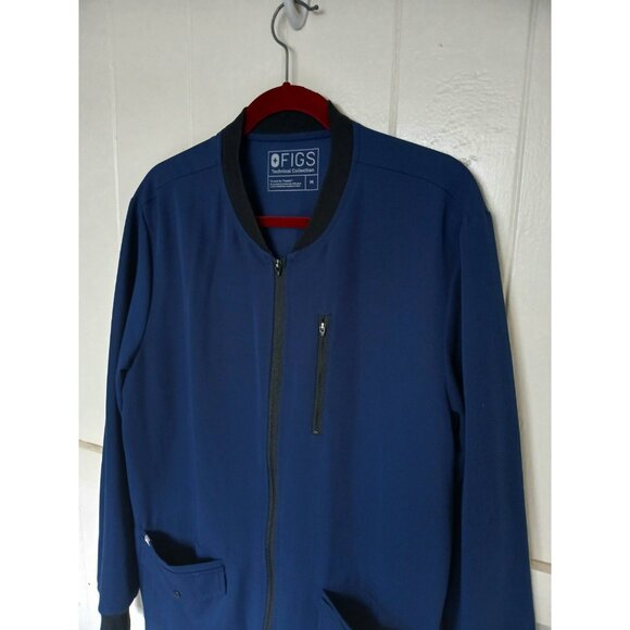 Figs Jacket Mens Medium Blue Scrubs Full Zip Bomber Technical Collection Nurse - Picture 1 of 15